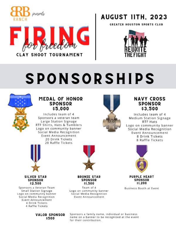 Firing for Freedom Clay Shoot Tournament Sponsorships | Reunite The Fight - helping US military veterans since 2017